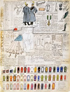 1900-1901年のイタリア王国の軍服、チェンニ写本のプレート、水彩画による軍用スケッチ集 作： Quinto Cenni