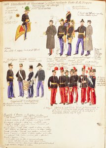 キント・チェンニによるトスカーナ大公国軍の軍服、カラー図版