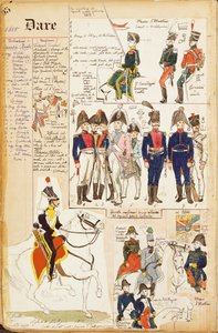 様々なユニフォーム、クイント・チェンニ作、カラープレート、1815年頃 作： Quinto Cenni