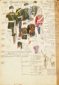 ブルガリア公国の様々な軍服、カラー図版：クイント・チェンニ 作： Quinto Cenni