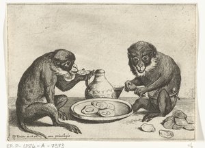 二匹のサルがカキを食べる 猿に代表される人間の様々な営み（連載タイトル） 世界のモンキーゲーム（シリーズタイトル） 作： Quirin Boel