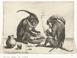 二匹の猿の煙管 猿に代表される人間の様々な営み（連載タイトル） 世界のモンキーゲーム（シリーズタイトル） 作： Quirin Boel
