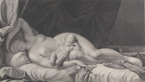 膝の上にキューピッドを乗せて眠るヴィーナス、1783年。 作： Quirin Mark