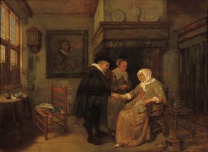 病気の女性を訪ねる医師 作： Quiringh Gerritsz. van Brekelenkam