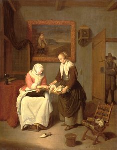 魚を選ぶ女性のいるインテリア 作： Quiringh Gerritsz. van Brekelenkam