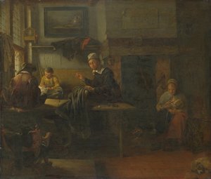 テーラーショップのインテリアc。 1660 作： Quiringh Van Brekelenkam