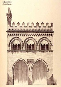 1292年に建てられたイタリア・クレモナのジュリスコンスト宮殿（「12世紀から15世紀までのフランスとイタリアの自治体、商業、街路建築の例」より 作： R. Anderson
