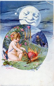 セットIll Heartsのポストカードc。 1900（カラー彫刻） 作： R. Kratki