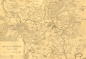 ザールブリュッケンの戦いの地図、1870 年 8 月 2 日、c1872。 作： R. Walker