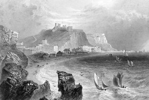 ヘイスティングスの海岸線、イーストサセックス、1840年。 作： R. Wallis
