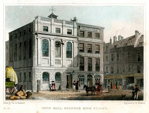市庁舎、自治区ハイストリート、サザーク、ロンドン、1830年。 作： R. Winkles