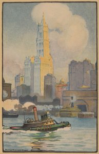フェリーから見たウールワース・ビルディング、1914年。