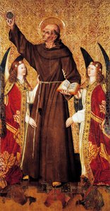 Pyhä Bernard ja enkelit, Rafael Tomasin (aktiivinen 1455-1479) Pyhän Bernardin alttaritaulun keskipaneeli, Joan Figueran predella (aktiivinen vuodesta 1454 - kuoli 1477 tai 1479), paneelin tempera, 398, 9x253 cm 作： Rafael & Figuera Joan (active c.1454 1477) Tomas