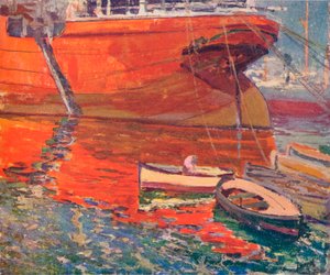 赤い船、バルセロナ、c1915 作： Rafael Forns y Romans