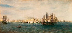 トラファルガーの戦い（1805年10月21日 作： Rafael Monleon y Torres