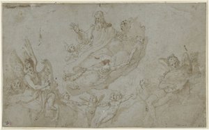 父なる神と音楽を奏でる天使たち 作： Raffaellino da Reggio