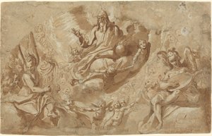 父なる神と雲の上の天使 作： Raffaello Motta