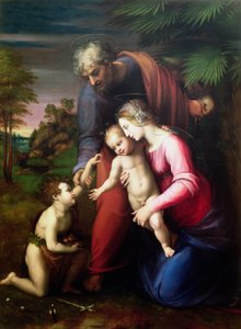 洗礼者ヨハネとの聖家族、151314 作： Raffaello Sanzio Raphael