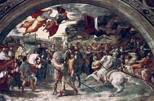 教皇レオI、反撃するアッティラ、詳細、1511-14 作： Raffaello Sanzio Raphael