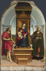 聖ヨハネと洗礼者聖ニコラスとバーリの聖ニコラスとのマドンナと子供The Ansidei Madonna、1505 作： Raffaello Sanzio Raphael