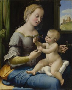 ピンクのマドンナカーネーションのマドンナ、ca 1506-1507 作： Raffaello Sanzio Raphael
