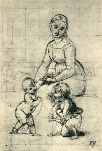 マドンナ、キリストの子と聖ヨハネ、1507年、1943年。 作： Raffaello Sanzio Raphael