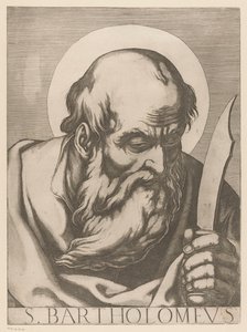 聖バーソロミュー S. Bartholomeus (オブジェクトのタイトル) キリストとマリアと十二使徒（シリーズタイトル） Il sacrato collegio apostolico (シリーズタイトル) 作： Raffaello Schiaminossi