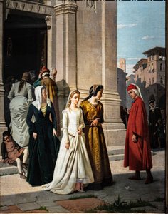 ダンテとベアトリーチェの出会い 作： Raffaello Sorbi
