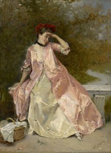 ピクニックバスケットを持つ女性、1890年頃 作： Raimundo de Madrazo y Garreta