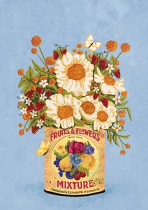 ヴィンテージのティー缶に入った花 作： 