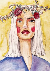 花の冠をかぶった女性 作： 