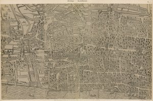 エリザベス女王の治世からギルドホール図書館での最初の調査からのCivitas Londinium 作： Ralph Agas