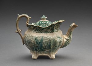 ティーポット、c.1847-49（転写印刷付きの鉛釉陶器） 作： Ralph Hall