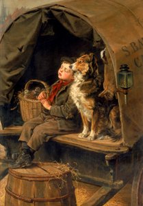 ラストインマーケットまたはキャリアズカート（キャンバスに油彩） 作： Ralph Hedley