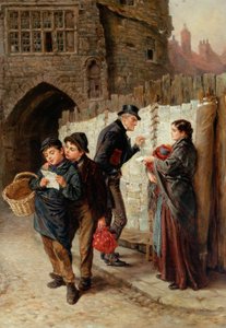 バラード売り手、ブラックゲート、1884 作： Ralph Hedley