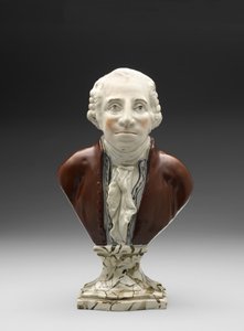 ジョージワシントンの胸像、c。 1782-1795（上絵付けエナメルを使用した鉛釉陶器（真珠製品）） 作： Ralph Sr. Wood