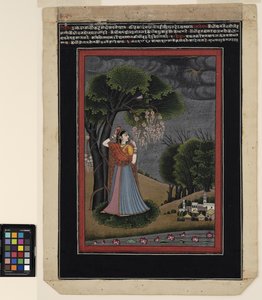 彼女の最愛の人への憧れのナイカ、1790年頃（不透明な水彩画と紙に金） 作： Ram Mola