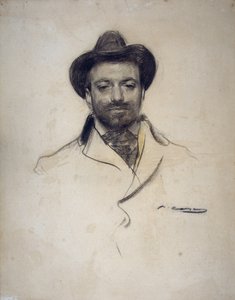 「『スペインの画家・写真家ホセ・マリア・セルト（1874-1945）の肖像』」 ラモン・カサス（1866-1932）による木炭画 1904年 個人蔵 作： Ramón Casas