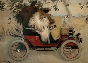 自動車のラモン・カサスとペレ・ロメウ - カサス、ラモン (1866-1932) - 1901 - キャンバスに油彩 - 208x291 - カタルーニャ美術館、バルセロナ 作： Ramón Casas