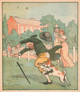 犬に噛まれたイズリントンの善人、c1879。 作： Randolph Caldecott