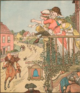ジョンギルピンは、妻と子供たちがバルコニーから手を振る1878年、c1918としてベルインを通り過ぎました。