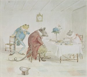 「おねがいミス・マウス、ビールをください」、「A Frog He Would A-Wooing Go」のイラスト 作： Randolph Caldecott