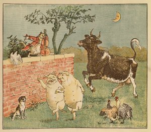 猫とバイオリンと牛-ヘイディドルディドルのイラスト