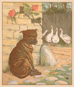 猫を心配した犬...、c1878。 作： Randolph Caldecott
