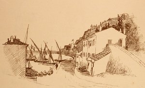 南フランスの地元のフランスの漁村 c1884 作： Randolph Caldecott