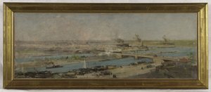 アルフォートヴィル市庁舎の議場のスケッチ：シャラントン高台からのアルフォールヴィルの眺め 作： Raoul Joseph Arus