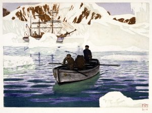 Charcot and the Why Pas au Pôle 乗組員 - Dugardier 画、Paul Chack 著「Les belles cruisières francaises」、Librairie de la Revue Française、パリ 作： Raoul Du Gardier