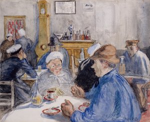 カフェにて 1900年頃 （水彩、水彩、木炭） 作： Raoul Dufy