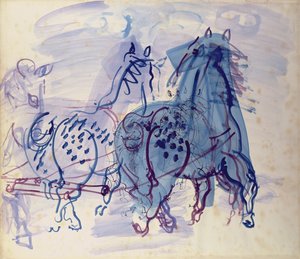 ブルードラフトホース（紙にグワッシュ） 作： Raoul Dufy