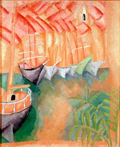マルセイユ港の波止場のボート ラウル・デュフィ（1877-1953）の絵画 1908年 パリ、近代美術館 作： Raoul Dufy